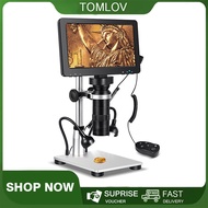 TOMLOV DM9-S อัพเกรด7นิ้วกล้องจุลทรรศน์ดิจิตอลแอลซีดี200X-1600X คุณภาพสูง1080P ขาตั้งโลหะกล้องวีดีโอ