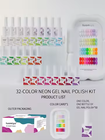 32-Color Dopamine Macaron Nail Polish Gel Set with Color Chart, UV Nail Gel, DIY Nail Art Tools, Hig