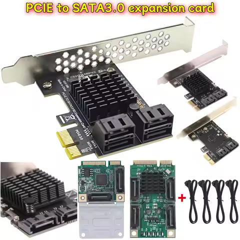 Sata Pcie Adapter 4 Port Sata Iii To Pci Express 3.0 X1 Controller Extension Card 6Gbps Sata 3.0 To 