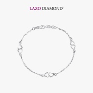 LAZO DIAMOND Double Hearts Chain Bracelet in 9k White Gold