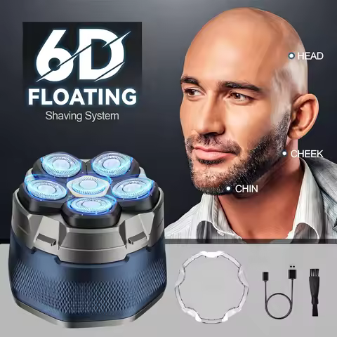 Electric Head Shaver for Bald Men with 6D Magnetic Floating Heads Rechargeable LED Display Beard Sha