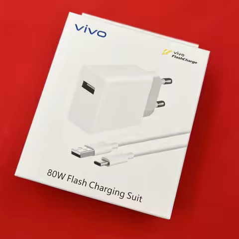 Original Vivo 80W FlashCharge Charger Set EU Plug With USB A to Type C Fast Charging Cable For Vivo 