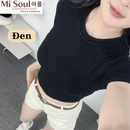 Áo Thun Cotton Croptop Nữ Ôm Body Cổ Tròn Cộc Tay Họa Tiết Trơn Basic BigSize Áo Croptop Tay Ngắn Mi