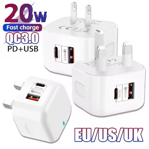 20W PD Dual Ports Wall Charger Type-C USB C PD Phone Fast Charger Super Quick Charging Power Adapter