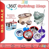 Easy Spin Mop 360 + Stainless Steel Handle & Basket with plastic bucket (Free Mop Head)