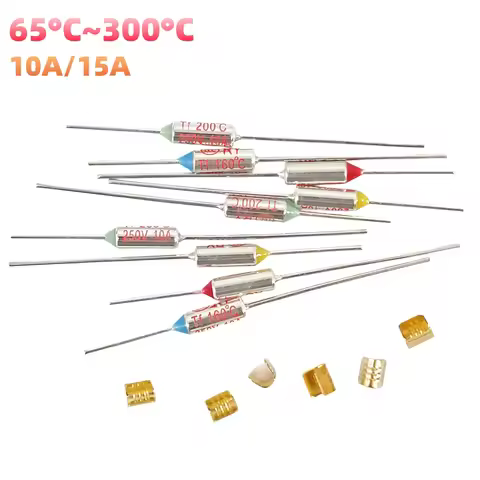 250V TF Thermal Fuse RY 10A 15A Temperature Metal Fuse 65C-300C 75C 85C 100C 110C 120C 130C 165C 172