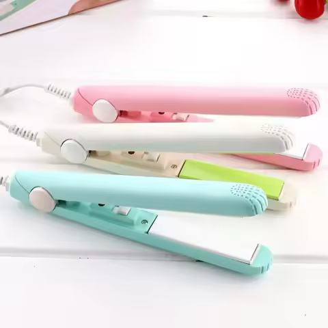 Mini Hair Straightener Clipboard Small Power Plug Curling Hair Straight Hair Girls Air Bangs Portabl