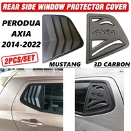 2pc Perodua Axia 2014-2022 Window Cover 3D Carbon Matte Black Mustang Sporty Rear Mirror Protector