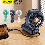 Awei F37 Mini Portable Fan 2400mAh 5 Speeds Strong Wind Cooling Handheld Fan Support USB Charging
