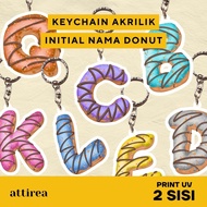 GANTUNGAN Acrylic Initial Keychain - Donut | Cute Initial Souvenir Keychain