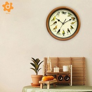 [utruiut0k] Hourly Singing Bird Wall Clock Durable Glass PP Material Aesthetic Round Clock for Kitch