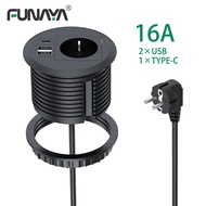 Built-in Desktop Usb Socket With Type-c Smart Round Grommet Table Electrical Power Recessed Outlet 1