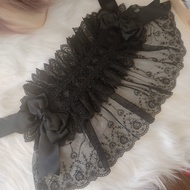 Dark Gothic Lolita Style Short Veil Two Straps Moonlight Spider Nun Headwear Black Linen Material Cu