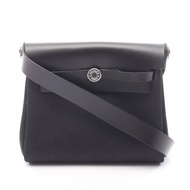 【二手】愛馬仕 HERMES 單肩背包 Herbag Zip Mini 黑色帆布皮革 Herbag Zip Mini 黑色女士包 全新未使用