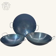 32cm / 36cm / 40cm Double Handle Iron Wok Kuali Pan Kuali Hitam Kuali Besar Kuali Masak / Wok Hitam 