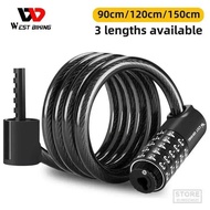WEST 3 0 BIKING 90-150Cm Anti Theft Bicycle Lock 5-Digit Combination Security Cable Waterproof