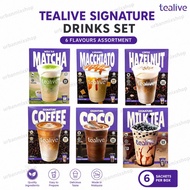 Tealive Signature Drinks Assortment Box 6 Flavours Instant Beverage Mix Matcha Macchiato Hazelnut Co