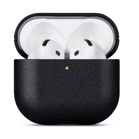 Genuine Leather Case for AirPods 4 Luxury Real Skin Protective Cover for AirPods 4 Black Brown Coffe