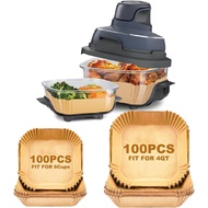 200PCs Air Fryer Paper Liners for Ninja Crispi FN101GY/FN101SG/FN101ST,Non-Stick Square Glass Air Fr