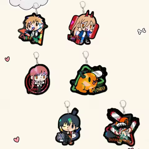 For Chainsaw Man Denji Power Hayakawa Aki Pochita Makima Acrylic Keychain Anime Peripherals Backpack