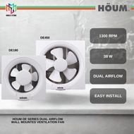 Houm DE180 6inch / DE450 10inch Dual Airflow Wall Mounted Ventilation Bedroom Living Toilet Exhaust 