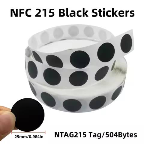 Black Ntag 215 NFC Phone Available RFID Tags Stickers Adhesive Label NFC Ntag215 Self-adhesive Tag 1