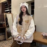 All Size Women's Baseball Jacket | MEME Bear Baseball VarsityGood | Korean Style Baseball Jacket Jac