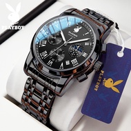 PLAYBOY Jam Tangan Lelaki Original 100% Watch Man Birthday Waterproof Murah Jarum Style Stainless Steel Luminous 3026-H