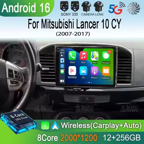 Android 16 Car Radio For Mitsubishi Lancer 10 CY 2007 - 2017 Multimedia Video Player 2 Din WIFI+4G N