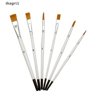 [thsgrt1] 6 white wooden nylon brushes Drawing Gouache watercolor pen and oil brush set [PH]