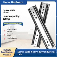 Heavy-duty Drawer Slides, 53mm Wide, Thickened, Silent Three-section Slides, Industrial Cabinet Side