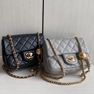 Top Three Standards Complete 1: 1 Lambskin Square Fatty Golden Ball Small Steel Ball Ball Bag Retro 