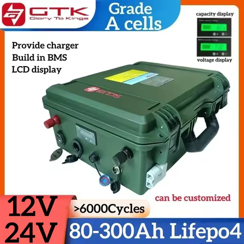 GTK Lifepo4 Lithium Battery 12V 24V 80Ah 100Ah 150Ah 200Ah 250Ah 280Ah 300Ah for 1KW 2KW Boat Propel