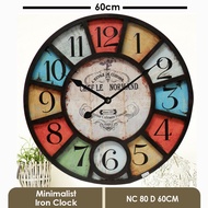 Jam Dinding Besi 40cm/50cm/60cm Minimalist Iron Clock Vintage Roman Wall Clocks Decorations