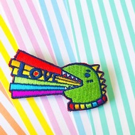 刺繡別針 繡布燙 -彩虹系列 -彩虹恐龍