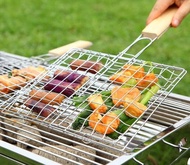 Outdoor Iron Wire Fish Meat Steak Vegetable Food Holder Barbecue Basket Mesh Clip BBQ Tools