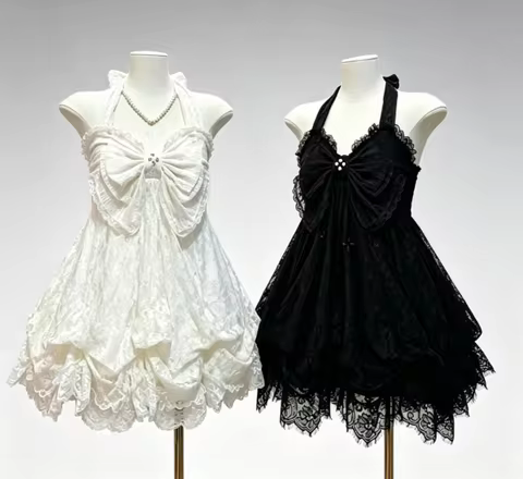 Gothic Retro Sweet Bud Mini Dress Women Harajuku Y2k Strap Dress Y2K Aesthetic Club Party Fashion Ou