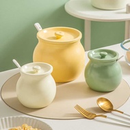 Ceramic Lard Jar Household High Temperature Resistant with Lid Meat Oil Chili Oil Special Container 