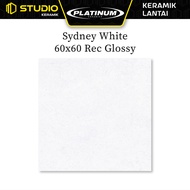 Sydney White 60x60 Rec Glossy PLATINUM Keramik Lantai Licin Motif Batu Warna Putih