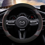 Car Steering Wheel Cover Anti-Slip Leather For Mazda 2 Mazda3 Atenza AXELA BT-50 CX5 CX7 CX3 CX9 CX30 38cm Auto Accessories