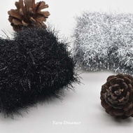 Glitter Yarn for Crochet Bundle Silver Yarn Crochet Thread Black Metallic Yarn Art Sequin Yarn Sale 