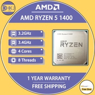 USED AMD Ryzen 5 1400 R5 1400 3.2 GHz Quad-Core Eight-Thread CPU Processor YD1400BBM4KAE Socket AM4 NO FAN