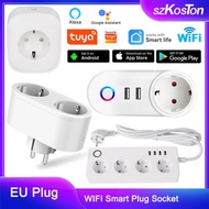 【Limited stock】 Tuya Wifi Smart Plug Smart Home 10a/16a Power Strip Eu Socket Voice Controal For Alexa Google Home Appliance Surge Protector