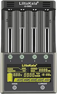 Glaxcidy LiitoKala Lii-500S Battery Quick Charger with LCD Touch Display, USB 5V 1000mA Mobile Outpu