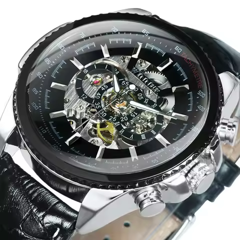WINNER Sports Skeleton Automatic Watch for Men Luminous Pointers Military Steampunk Mechanical Watch