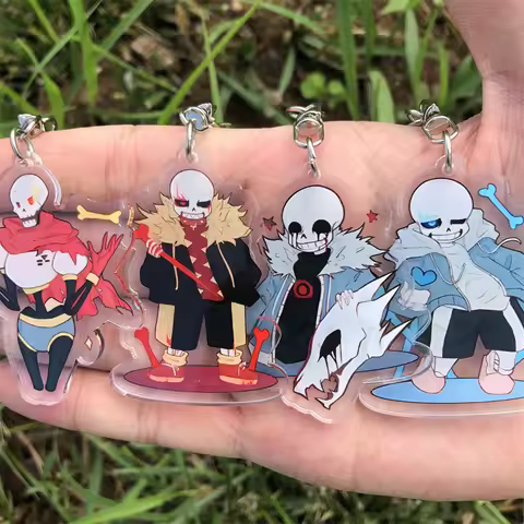 Anime Cosplay Accessories Undertale Sans Flowey Papyrus Asriel Keychain Game Key Chain Pendant Carto