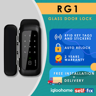 igloohome Digital Door Lock RG1-01 Glass Door Smart Digital Lock - Keypad / Bluetooth / RFID / Auto-