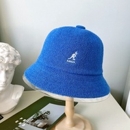 hot●Kangol Kangaroo โดมหมวกชาวประมงกระเป๋าแบบไม่เป็นทางการทรงถังผ้าขนสัตว์คลาสสิกหมวกชาวประมงสีดำ Ka