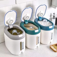 Bekas Beras cantik simpan beras Household Kitchen Rice Dispenser 5KG-10KG Large Capacity Bucket Rice Storage With Cup