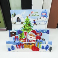 Diamond Painting Greeting Card Christmas Diamond Painting Card Christmas Greeting Card with Diamond Painting Santa Claus and Snowman Design Perfect Festive Gift